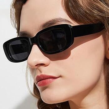 Sunglasses Black Rectangular Retro