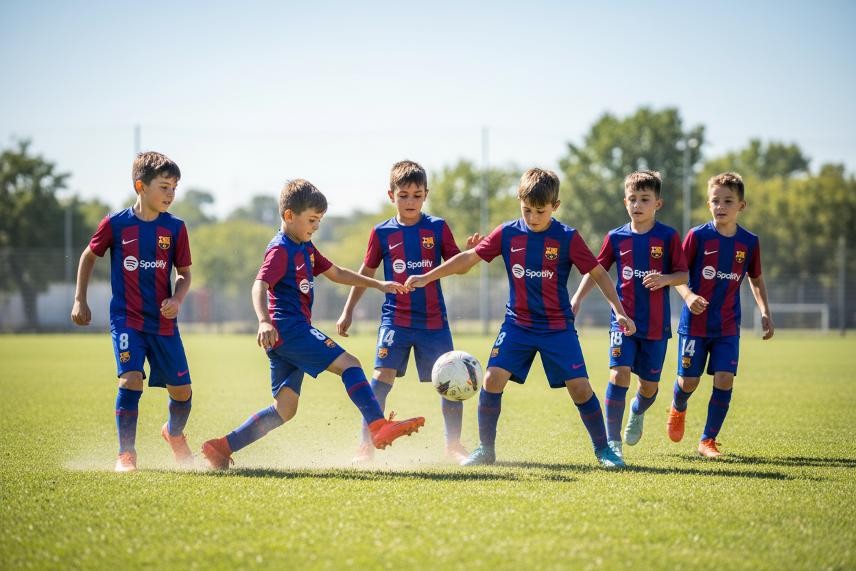 6 Kids Playing Football in Barcelona Spotify #8 Kit