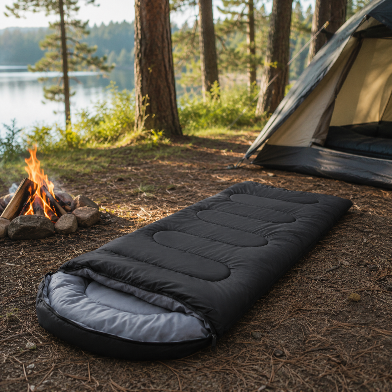 Camping sleeping bag Black
