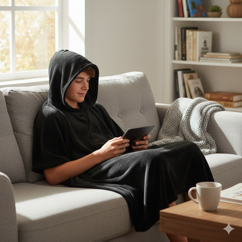 Poncho Furr Fleece Black
