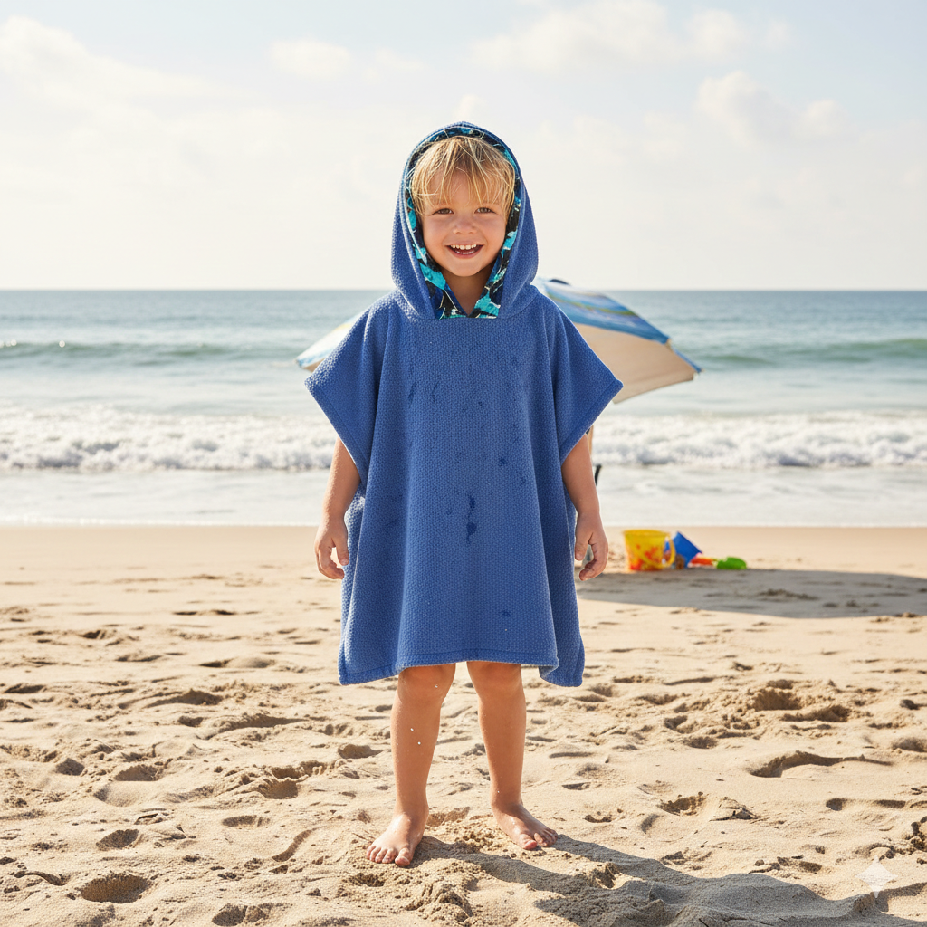 Poncho Towel Blue Shark