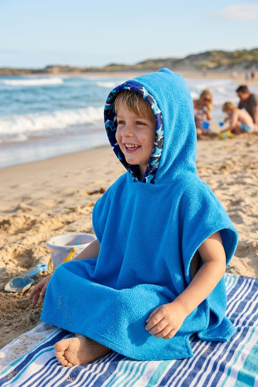 Poncho Towel Turquoise Shark Blue