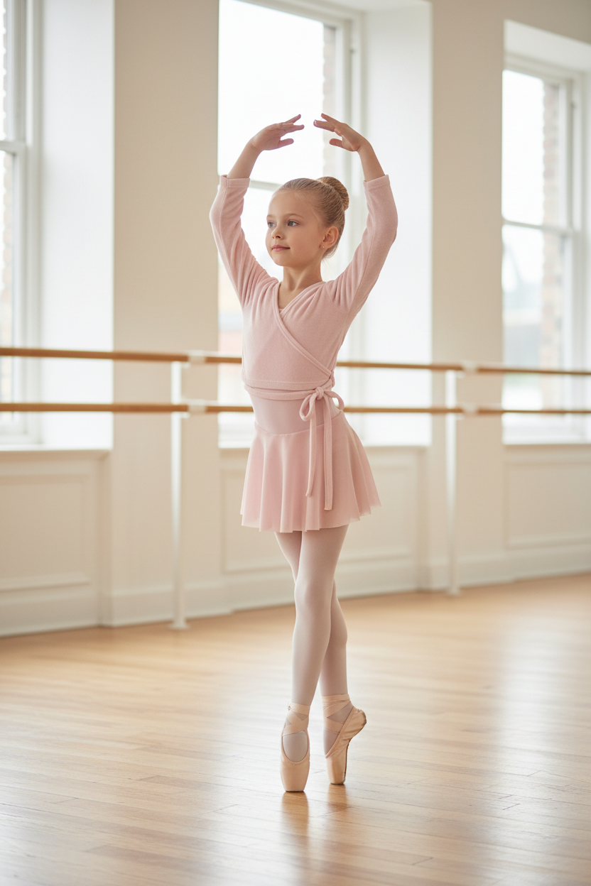 Ballet Girl - Wrap Cardigan over Leotard