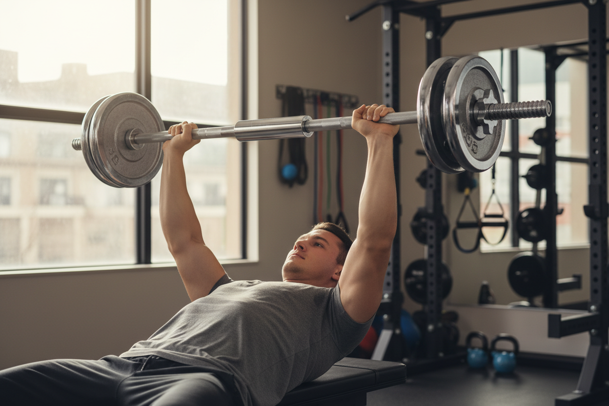 Bench press with connected barbell lifestyle photo