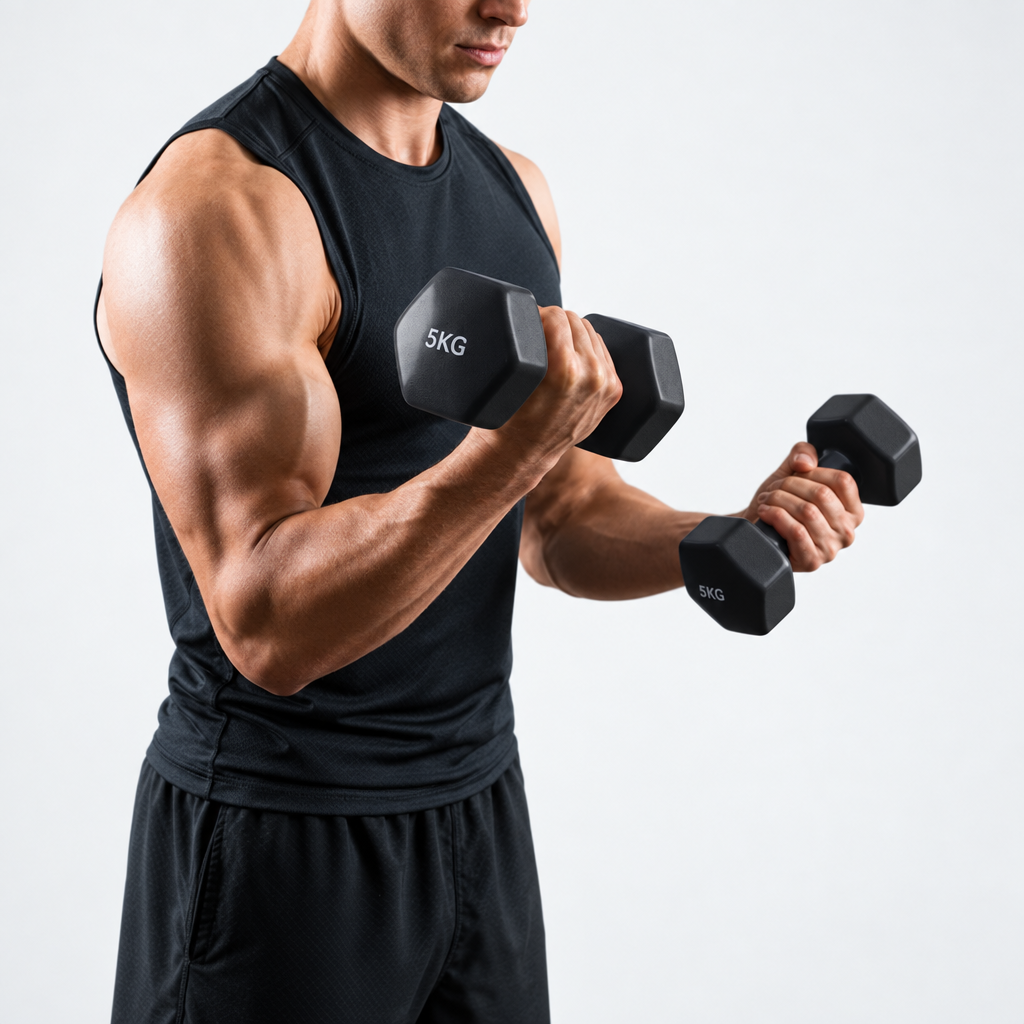 Black dumbbells product shot