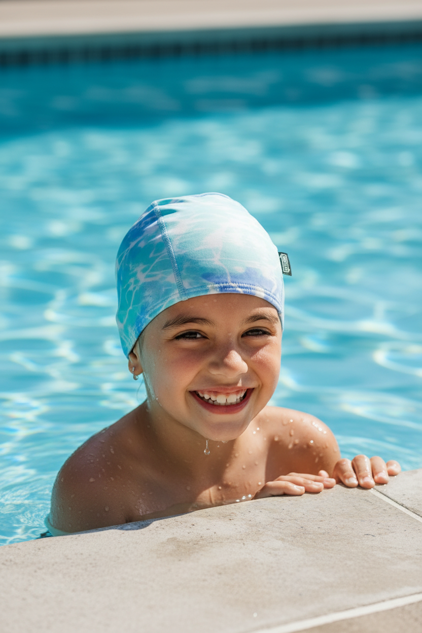 Blue Tie-Dye Swim Cap - Kids Lifestyle