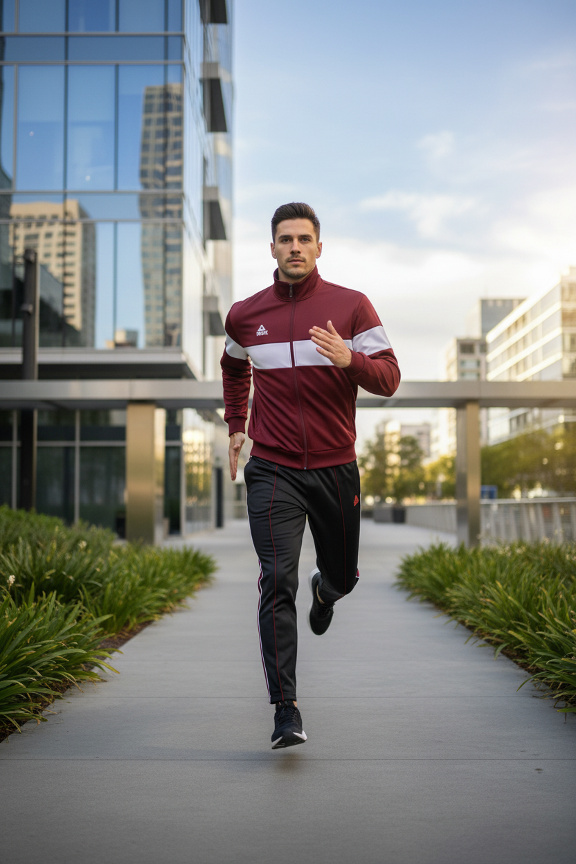 Burgundy Tracksuit Lifestyle
