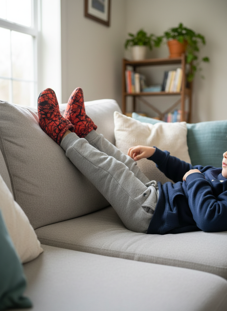 Fluffy Spiderman Slippers Red