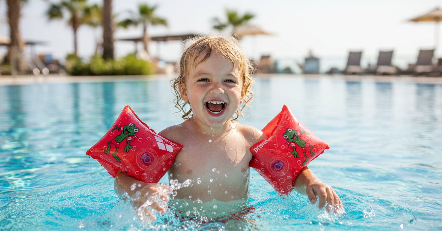 Child wearing armbands