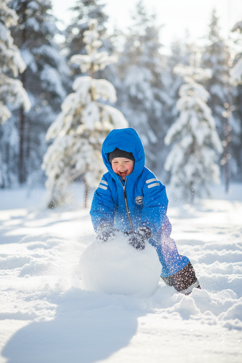 Child Wearing Blue Snowsuit - Lifestyle Photo