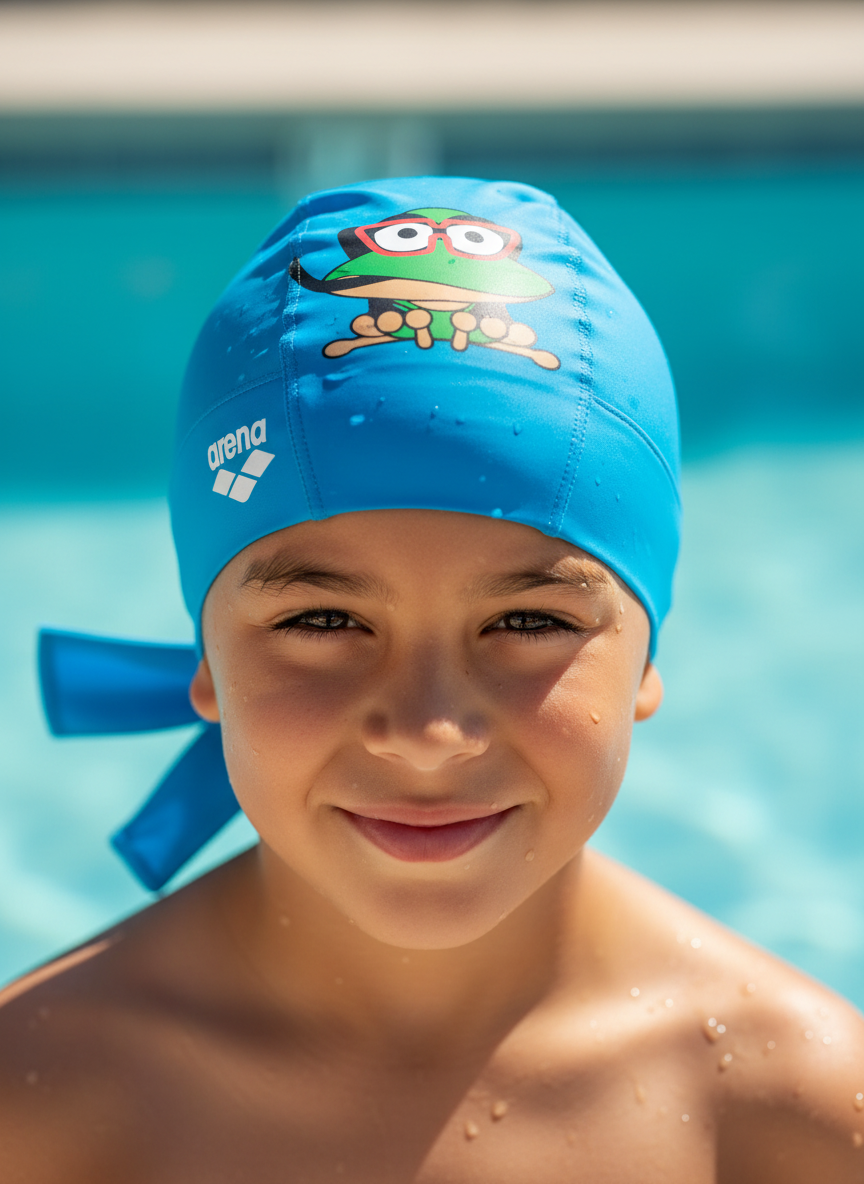 Close-Up of Kid in Arena Frog Cap