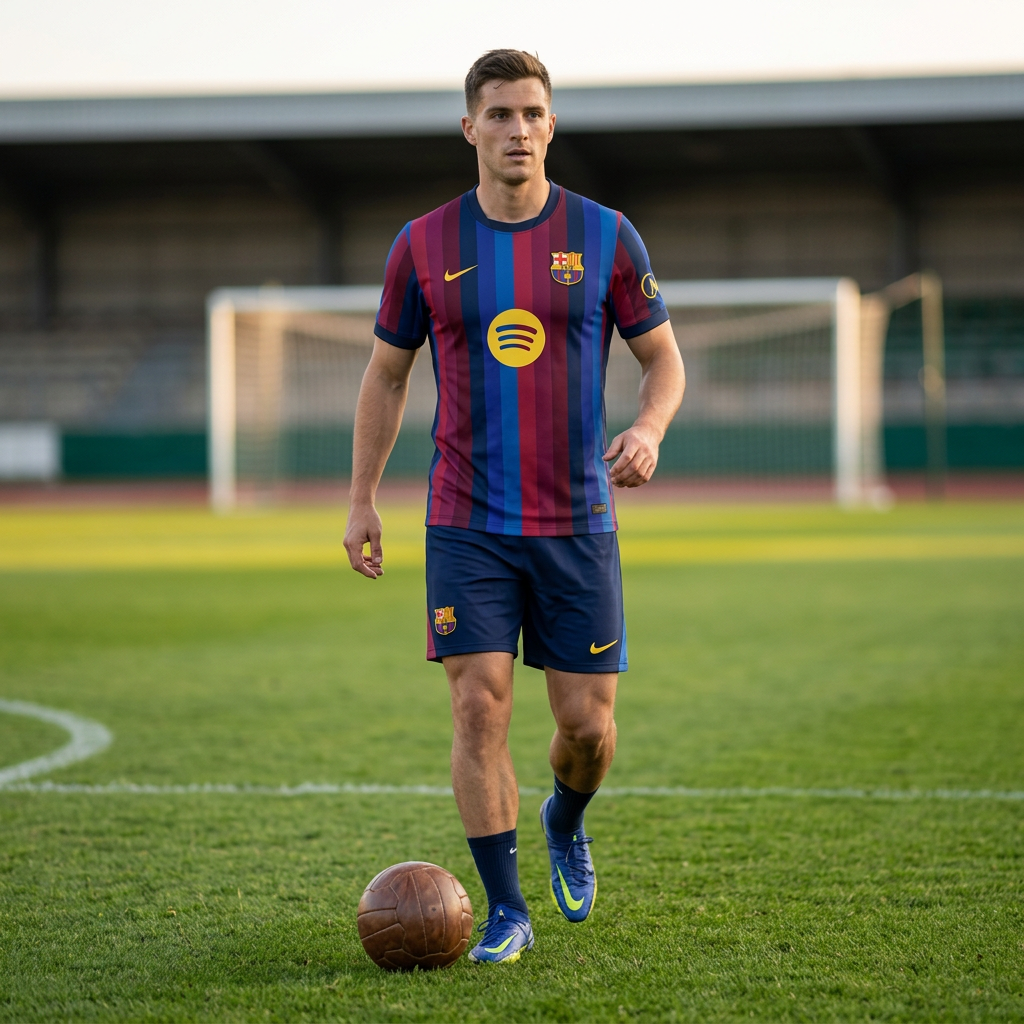 Football kit lifestyle shot on an outdoor pitch