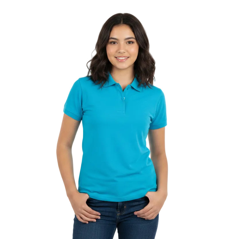 Girl wearing turquoise polo