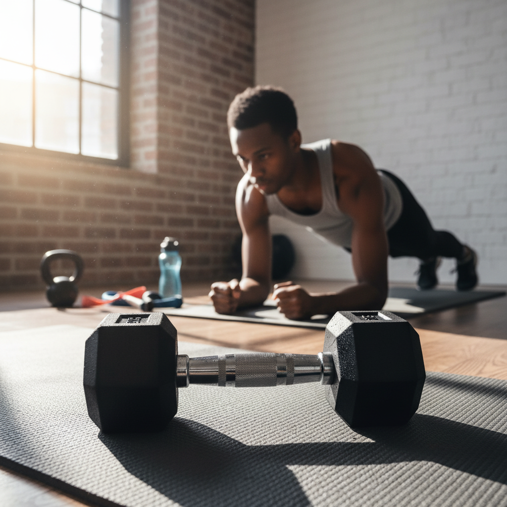 Hex dumbbells lifestyle photo