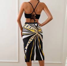 Swimsuit (Maillot) Three-Pieces Black/White/Yellow