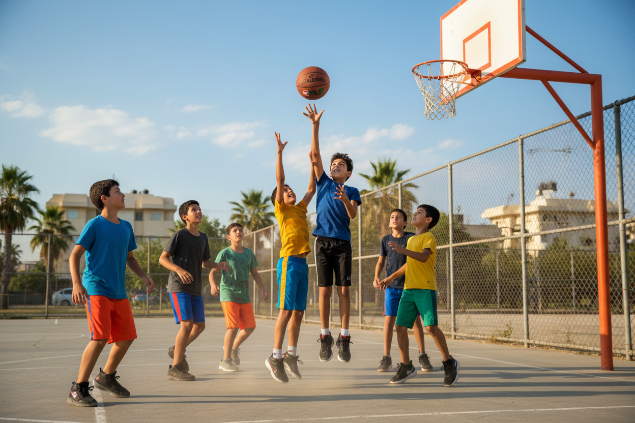 Kids Playing Basketball with Spalding FLB