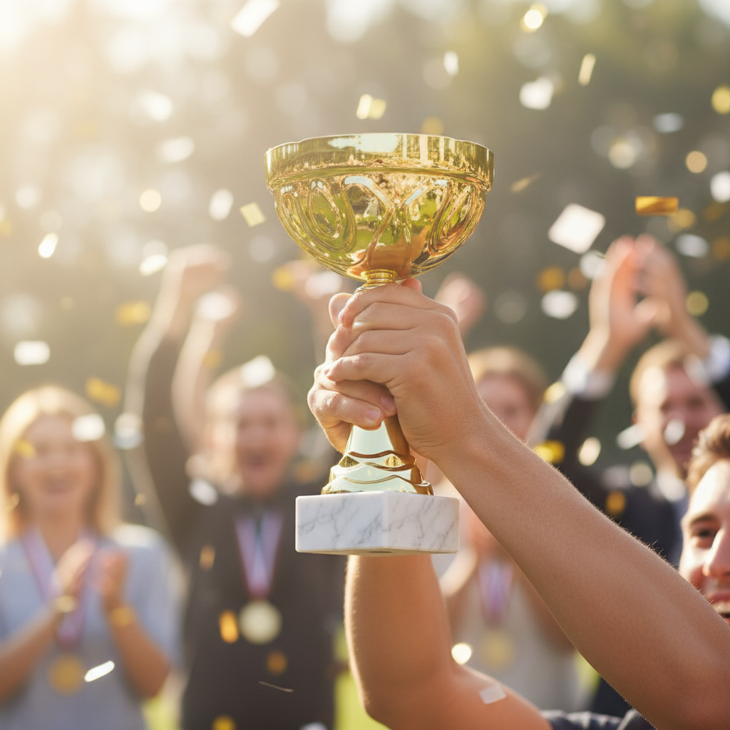 Lifestyle photo of gold trophy
