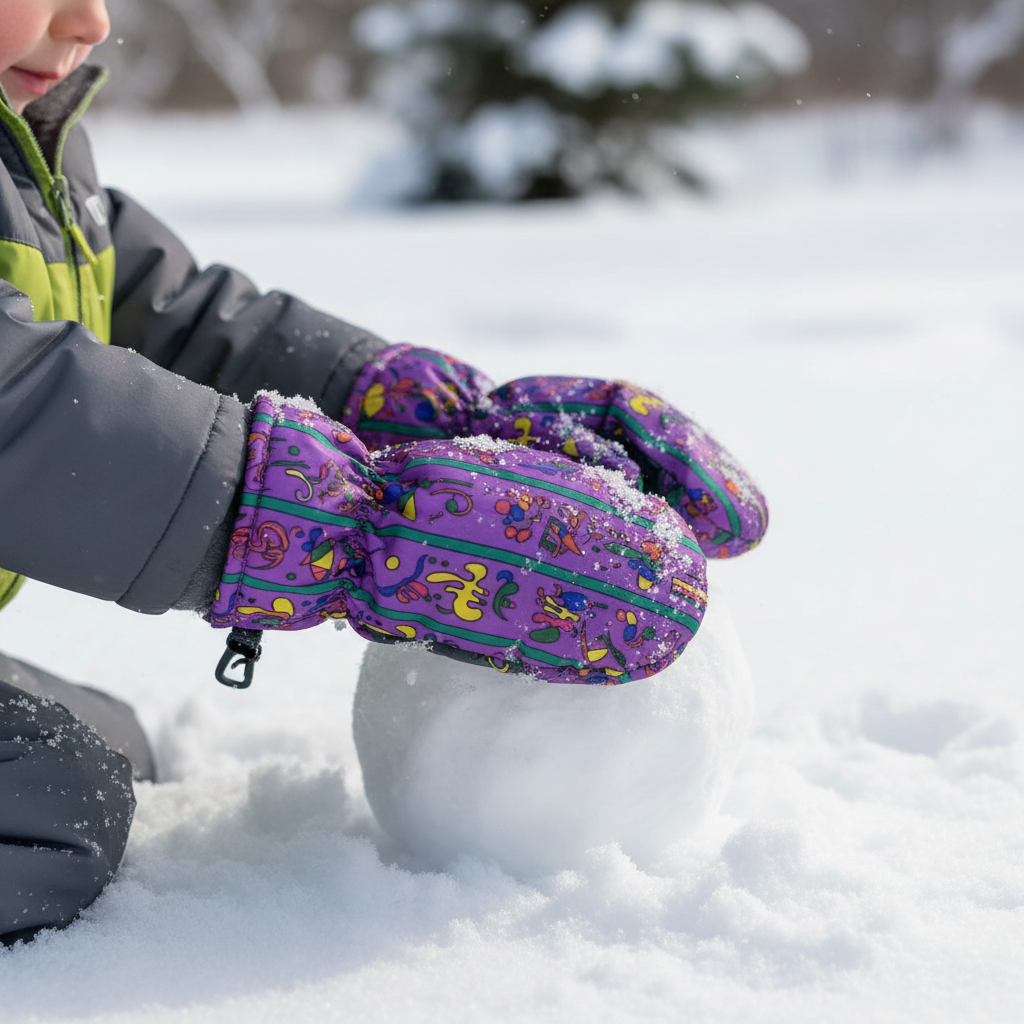 Lifestyle photo of purple mittens