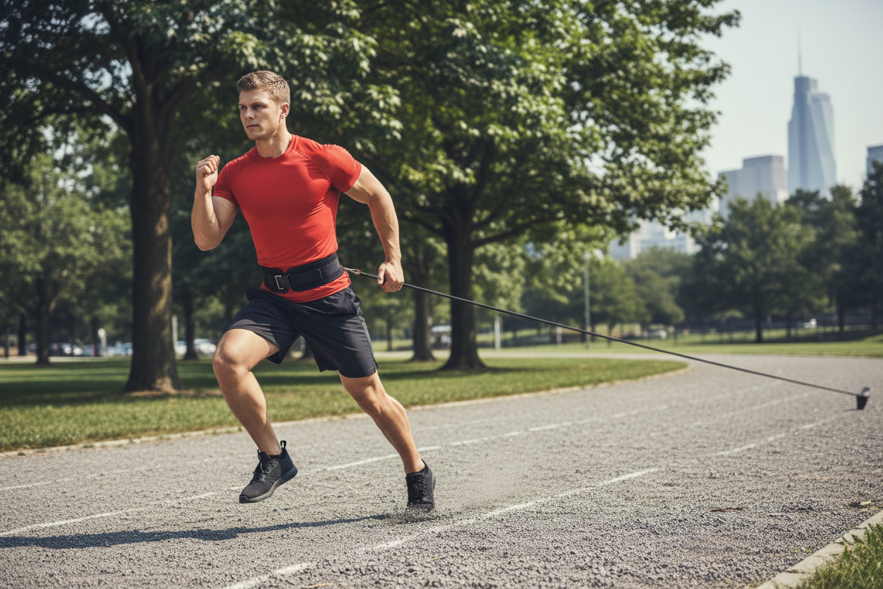 Lifestyle photo of resistance running trainer in use