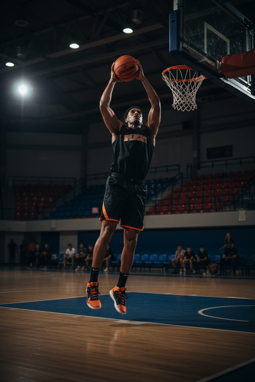 Man Playing Basketball with Spalding Ball
