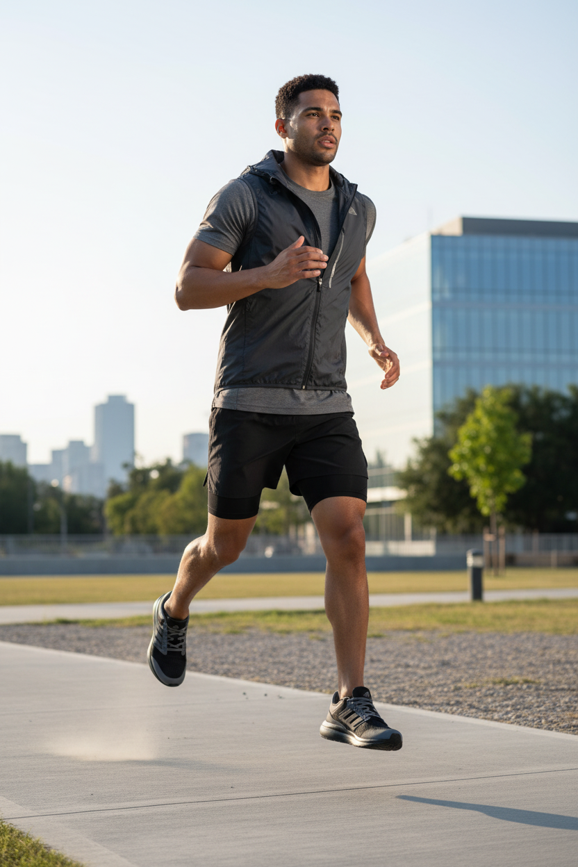 Man wearing Adidas running shoes