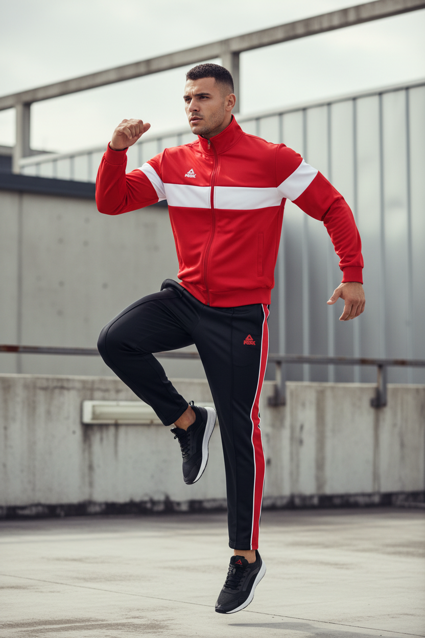Peak Red Tracksuit Lifestyle