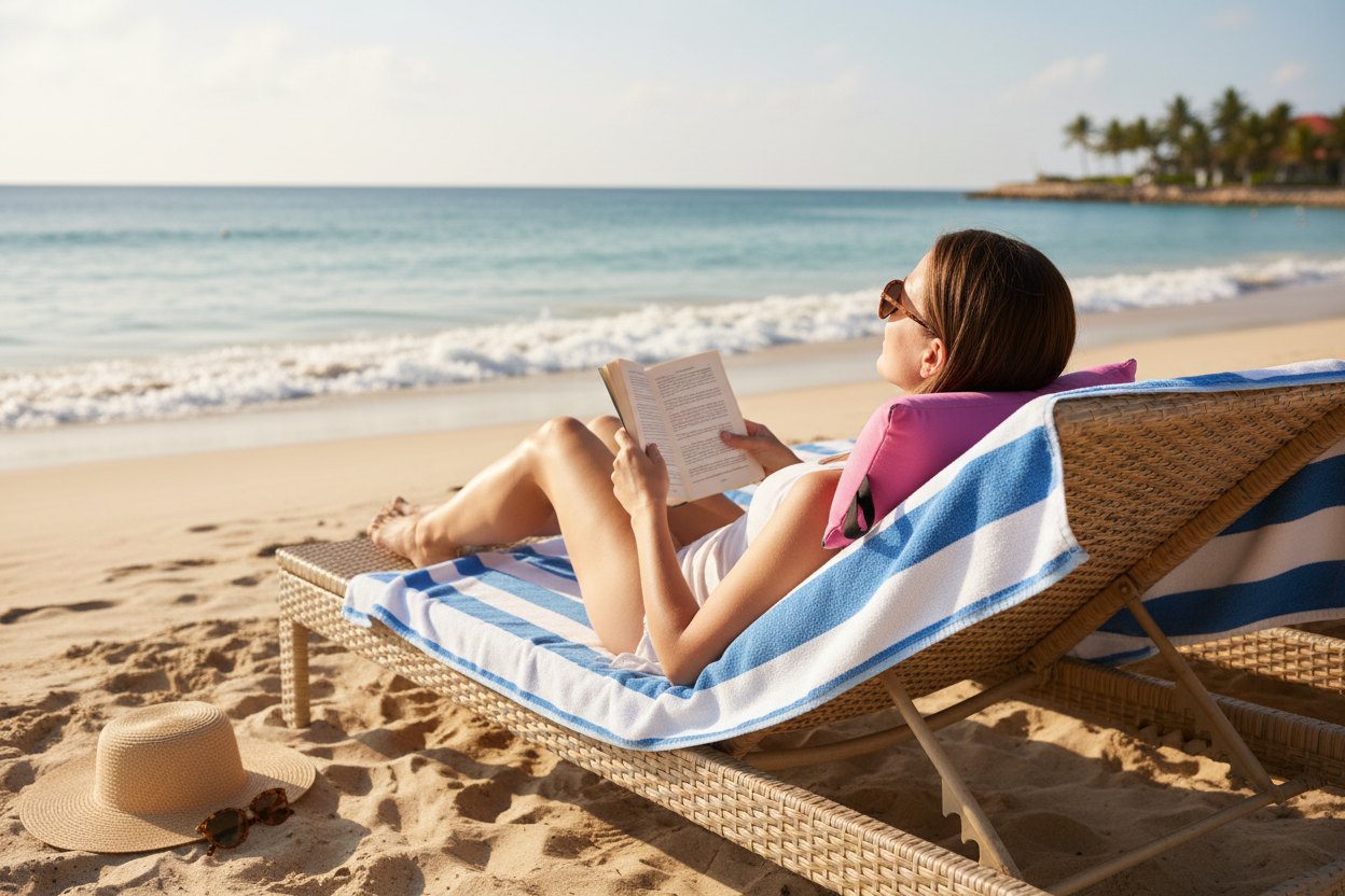 Pink microfiber pillow beach neck support