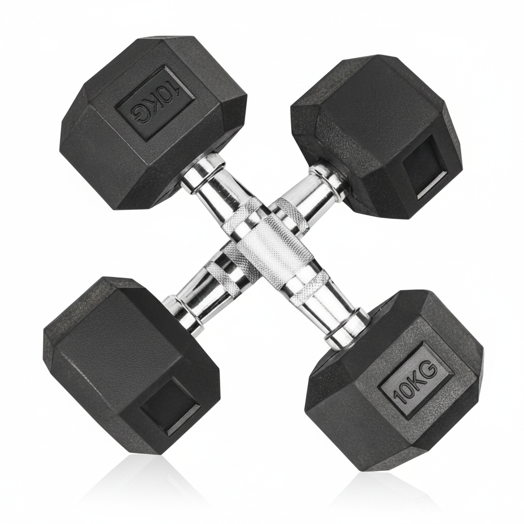 10KG Rubber Hex Dumbbells