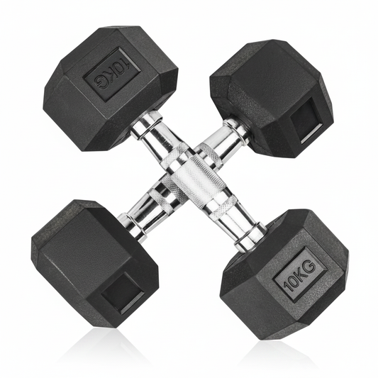 10KG Rubber Hex Dumbbells
