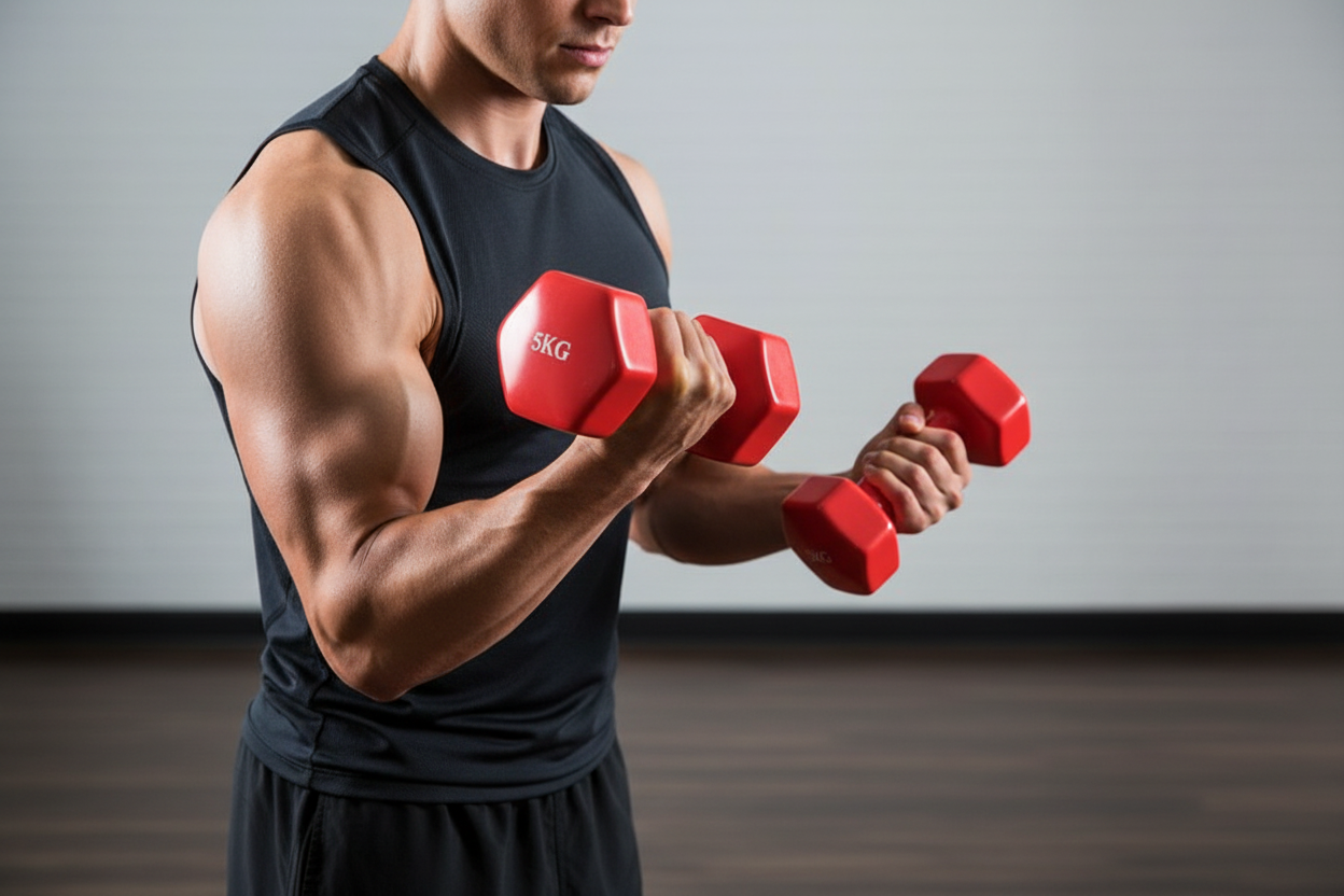 25-Year-Old Male Using 5KG Dumbbells