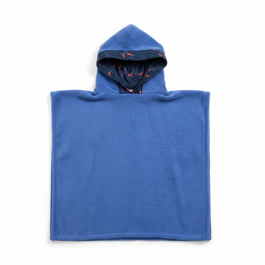 Poncho Towel Blue/Navy Saumon Design