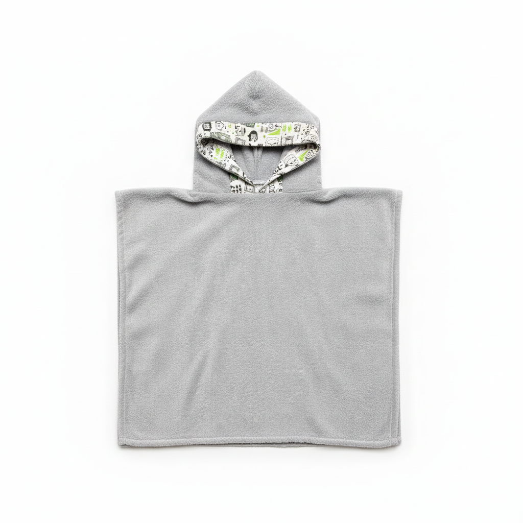 Poncho Towel Grey/Faces Green