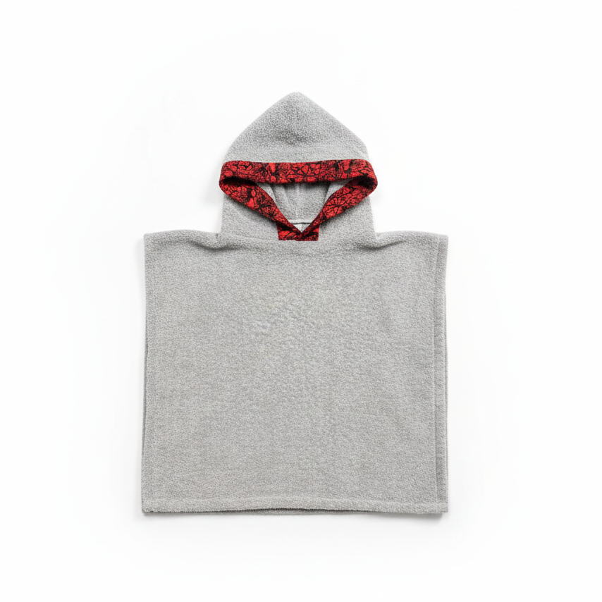 Poncho Towel Grey/Red Spider