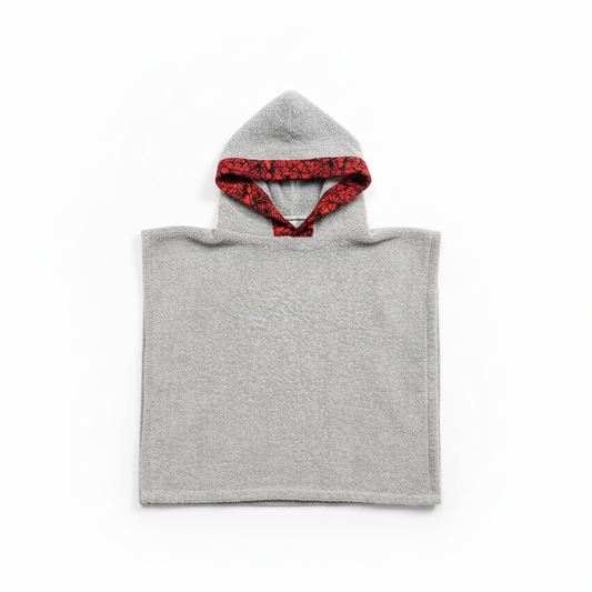 Poncho Towel Grey/Red Spider