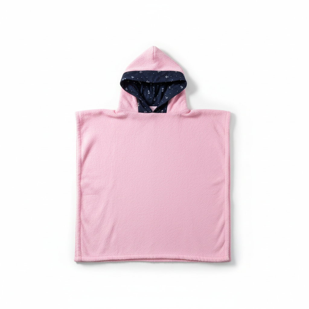 Poncho Towel Pink Navy/Anchor