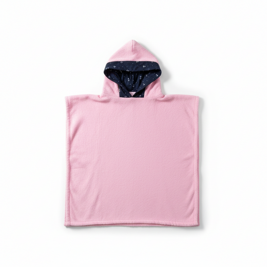 Poncho Towel Pink Navy/Anchor