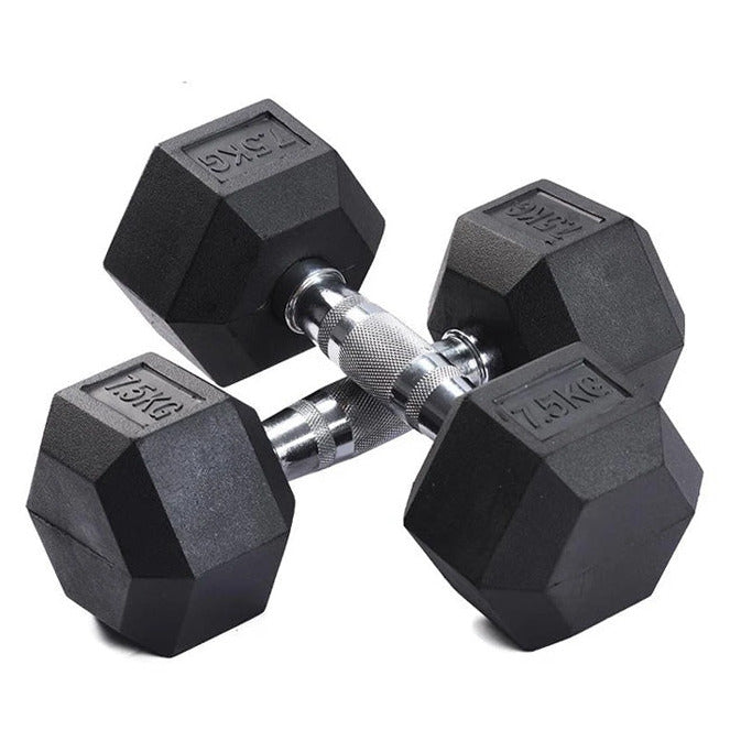 Rubber Hexagon Dumbbells 7.5kg Each-15kg Pairs