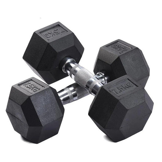 Rubber Hexagon Dumbbells 7.5kg Each