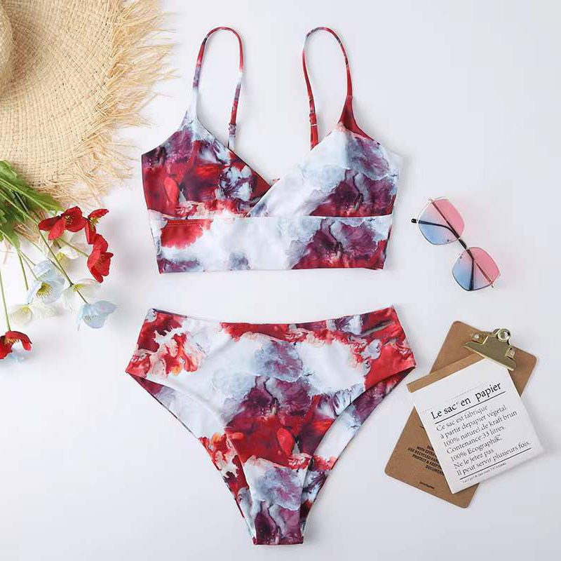 Swimsuit (Maillot) Two-Pieces Red/White Floral