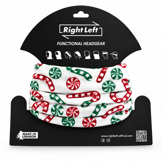 Functional Headgear - Fleece Candy Cane White
