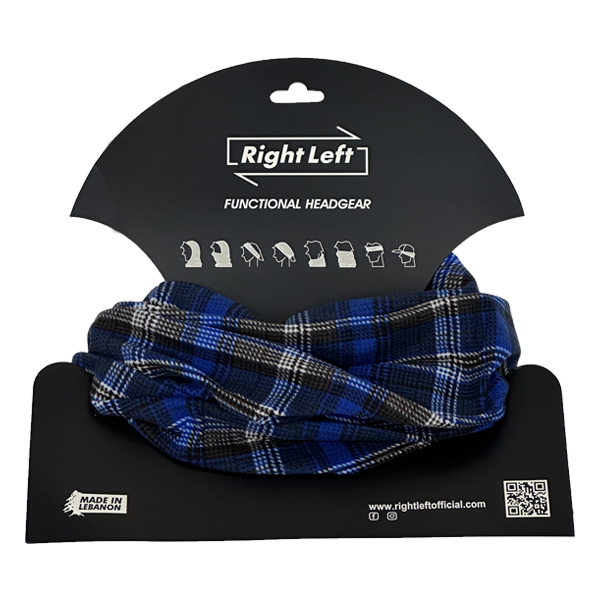 Functional Headgear - Coton Lycra Carreau Blue/Black