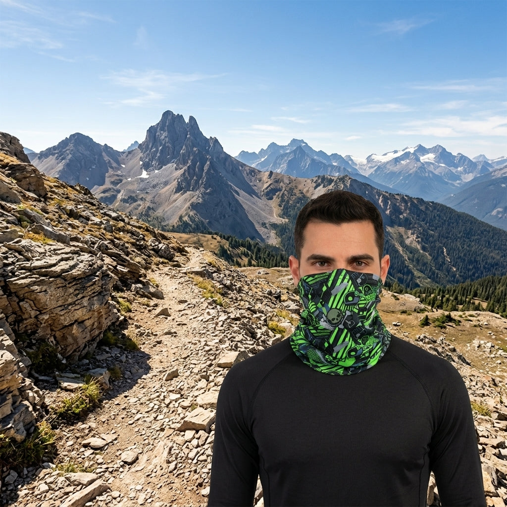 Functional Headgear - Lycra Skull Green