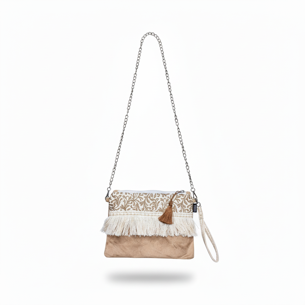 Crossbody bag Beige/Gold Embroidery