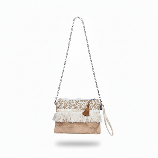 Crossbody bag Beige/Gold Embroidery