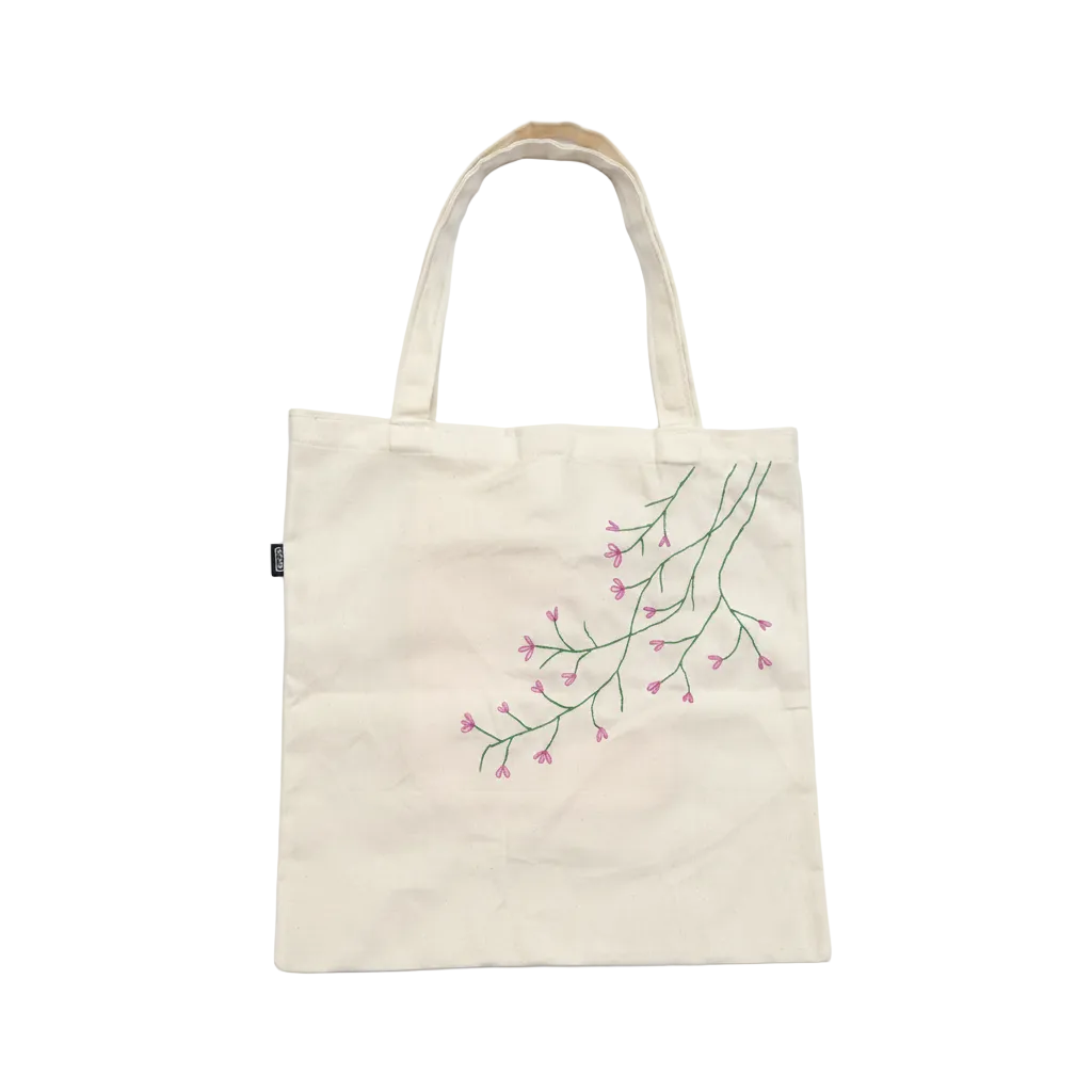 Tote Bag Off/White Embroidered Flower