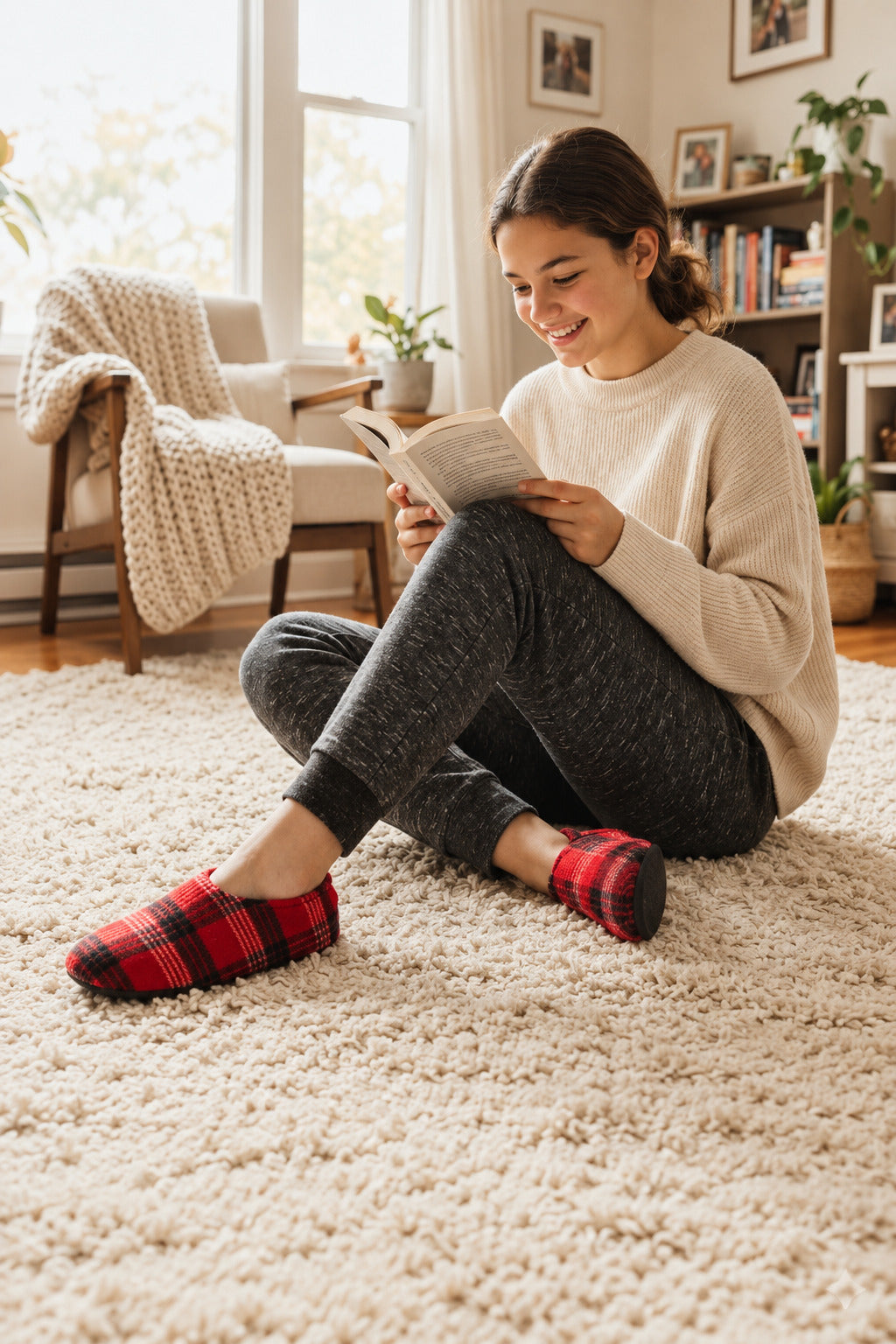 Flexy Slips Soft Furr Red Carreau