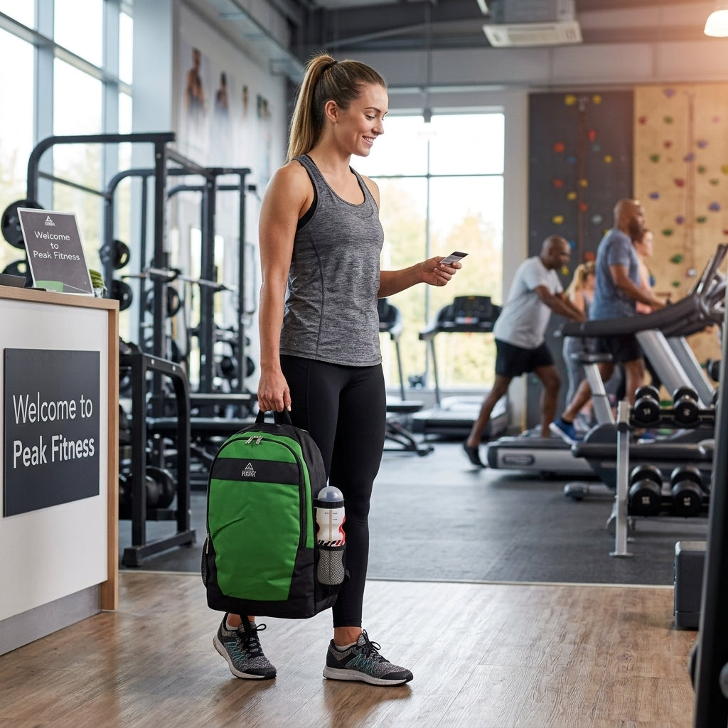 Backpack Green & Water Bottle Bundle