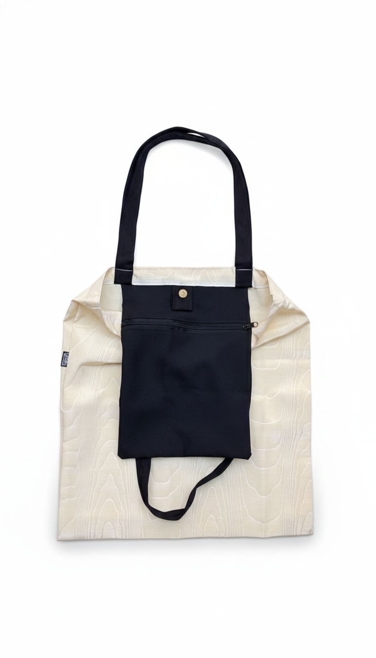 Tote Bag Beige Moire Effect