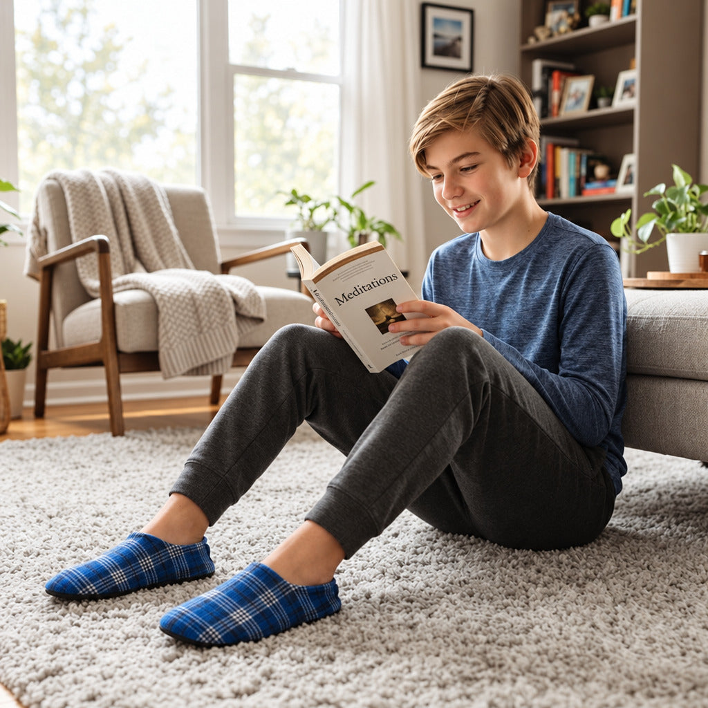 Flexy Slips Soft Furr Blue Carreau