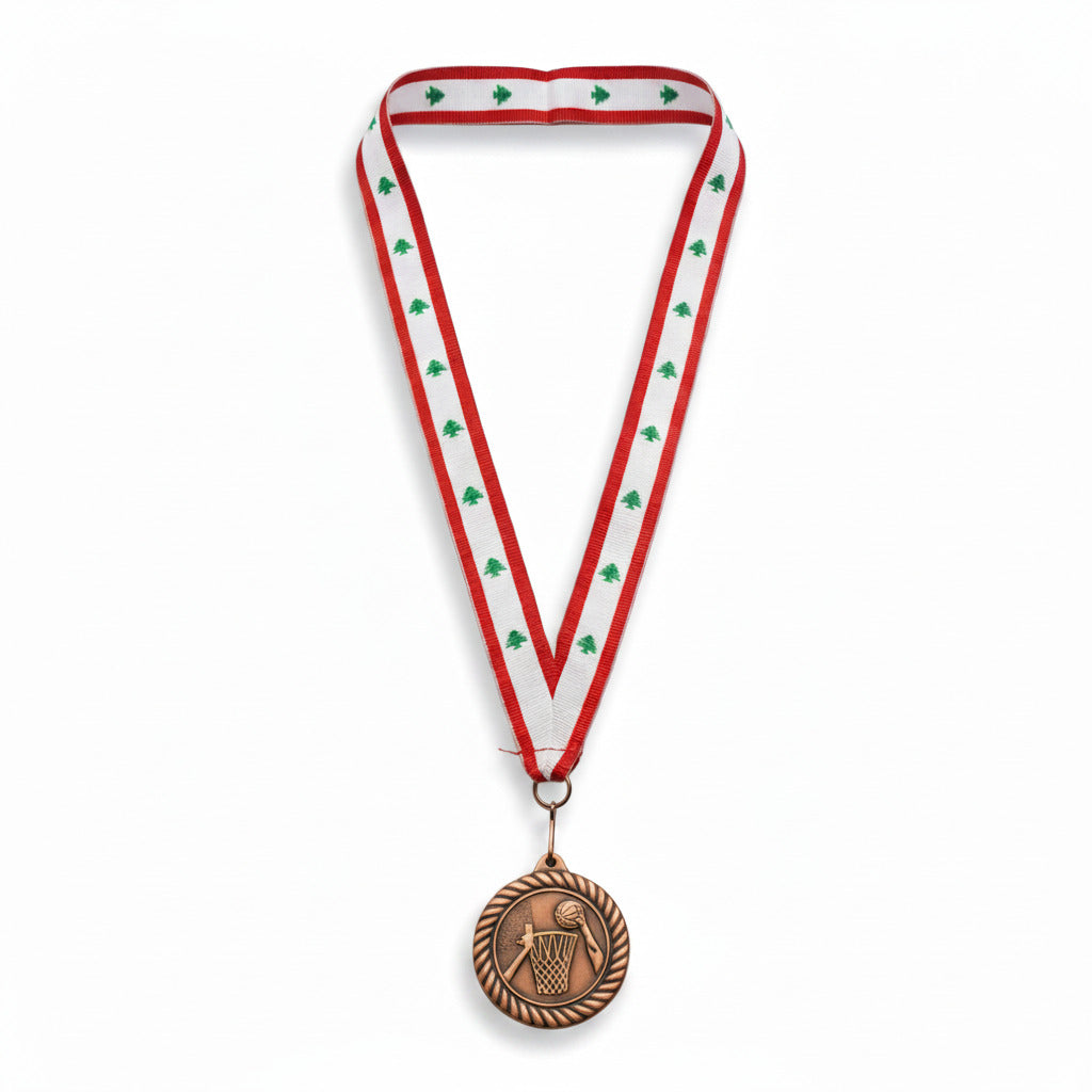 Medal Basketball Bronze with Cedar Tree Ribbon
